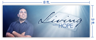 8x3 Horizontal Church Banner of Living With Hope
