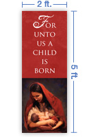 2x5 Vertical Church Banner of Madonna and Child
