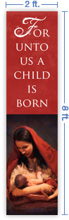 2x8 Vertical Church Banner of Madonna and Child