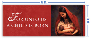 8x3 Horizontal Church Banner of Madonna and Child