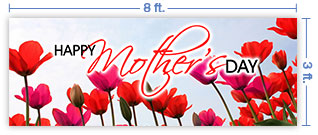 8x3 Horizontal Church Banner of Mothers Day Tulips
