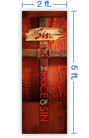2x5 Vertical Church Banner of Sin Cross