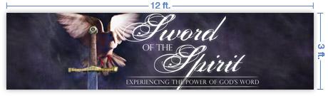 12x3 Horizontal Church Banner of Spirit Sword