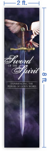 2x8 Vertical Church Banner of Spirit Sword