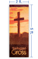 2x5 Vertical Church Banner of Sunset Cross