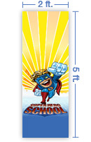 2x5 Vertical Church Banner of Superhero School