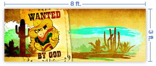 8x3 Horizontal Church Banner of Wanted