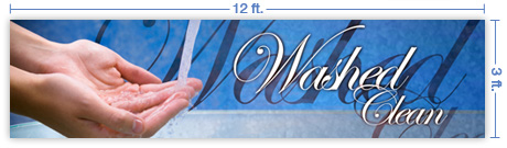 12x3 Horizontal Church Banner of Washed Clean