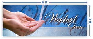 8x3 Horizontal Church Banner of Washed Clean