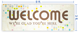 8x3 Horizontal Church Banner of Welcome - Tiles