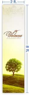 2x8 Vertical Church Banner of Welcome - Tree
