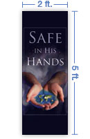 2x5 Vertical Church Banner of Whole World